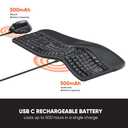 MEETION Ergonomic Wireless Keyboard and Mouse, Ergo Keyboard with Vertical Mouse, Split Cushioned Wrist Palm Rest, Natural Typing, Rechargeable, Full Size, Windows/Mac/Computer/Laptop, Black DirectorC (Large)