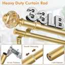 1 Inch Luxury Gold Double Curtain Rods for Windows 66 to 120 Inches(5.5-10ft), USFOOK Adjustable Heavy Duty Drapery Rods, Telescoping Dual Curtain Rod with Translucent Finials, Wall Mounted