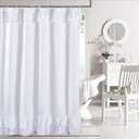 YOSTEV White Ruffle Shower Curtain Farmhouse Fabric Cloth Shower Curtains for Bathroom,Long Size 72x84 Inches
