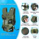 PetBonus Pet Front Dog Carrier Backpacks, Adjustable Pet Backpack, Legs Out Easy-fit Puppy Chest Carrier for Medium Small Dogs, Hands Free for Hiking, Cycling (Army Green, M)