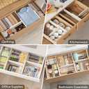 Lifewit 12 Pack Drawer Dividers Plastic 4" High, 11-17" Adjustable Drawer Organizers for Clothes, Expandable Dresser Separators in Bedroom/Bathroom/Kitchen/Office Organization and Storage, Beige