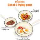 Hisencn Enameled Cast Iron Skillet Set - 3-Piece Fry Pans (8",9.5",11"), PFAS/PTFE/PFOA-Free, Oven & Induction Safe, Cream White Cookware for Gas, Electric, Ceramic Stovetops
