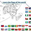 Dekali Designs Kids World Map Coloring Poster - 35 x 52 Inches Jumbo Coloring Poster With World Flags for Classroom, Home, Birthday Parties or Other Events