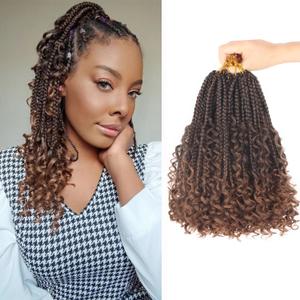 Goddess Box Braids Crochet Hair With Curly Ends 8 Inch Bohomian Box Braids Crochet Braids 8 Packs 3X Crochet Braids Synthetic Braiding Hair Extension for Black Women (8 Inch (Pack of 8), T30)