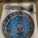 Tiffany Table Lamp, 12-inch Mediterranean Blue Style, Stained Glass Lamp for Living Room, Dining Room, Bedroom, Study Room, Office