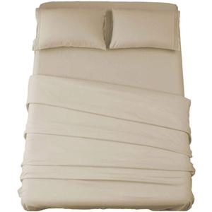 SONORO KATE Bed Sheet Set Super Soft Microfiber 1800 Thread Count Luxury Egyptian Sheets 16-Inch Deep PocketWrinkle and Hypoallergenic-4 Piece (Beige, Queen)