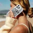 Toycamp for iPhone 15 Pro Case Cute - Women Girly Girls Glitter Phone Cover 15Pro Kawaii Sparkle Bling Shine Aesthetic Pretty Unique Wave Design Funda for Apple 15 Pro, Black Bowtie