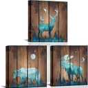 xiysien Rustic Cabin Wall Art Animal Canvas Wall Decor Country Deer Bear Moose Animal Framed Artwork for Farmhouse Living Room Bedroom 12''x12''x3PCS