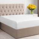 King Size Fitted Bed Sheet - Hotel Luxury Single Fitted Sheet Only - Fits Mattress Up to 16 - Extra Soft, Wrinkle Free, Breathable, and Cooling - Bottom Fitted Sheet - White Single Fitted Sheet Only