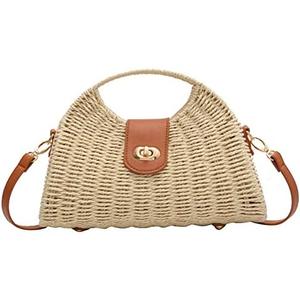 Summer Straw Bag for Women Straw Hand-woven Top-handle Handbag Crossbody Tote Clutch Bags for Travel