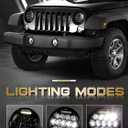 7 Inch Led Headlight Round H6024 Led Headlight DOT Approved Hi/Lo Beam DRL Black Headlights Compatible With Jeep Wrangler JK JKU TJ LJ CJ Compatible With Chevy,Ford and Mazda Miata etc
