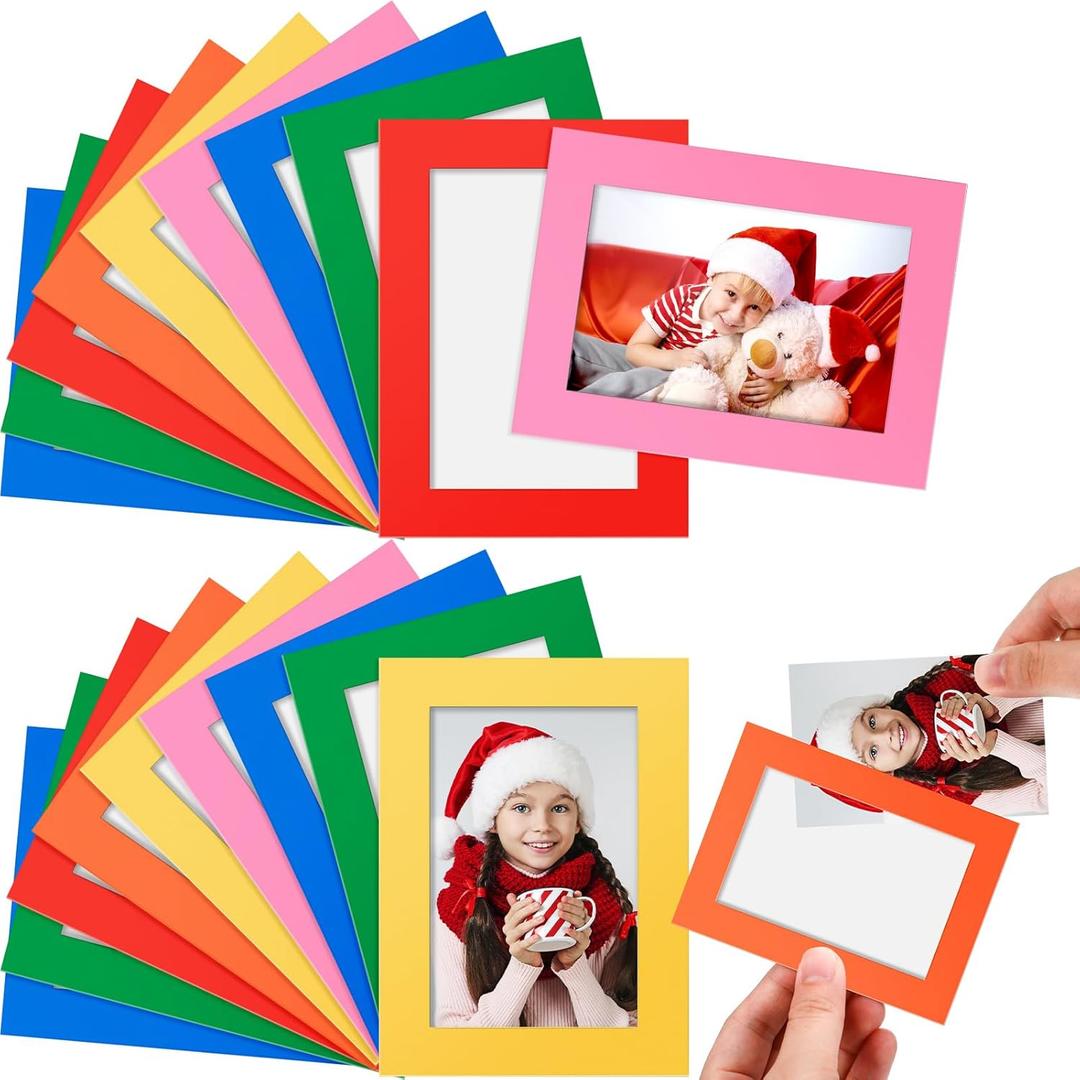 Soaoo 60 Pcs Magnetic Picture Frames Wallet Size 2.5 x 3.5 Inches Reusable Magnetic Photo Sleeves Picture Frame Holder for Home Cabinet Office Graduation Xmas Anniversary (Multicolored)