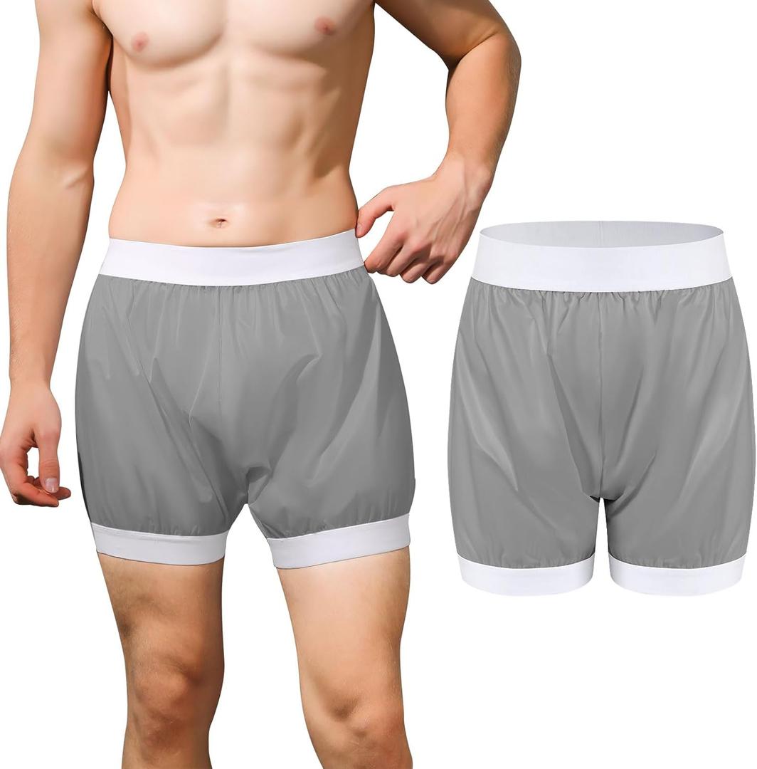 Carer Adult Diaper Cover Unisex Washable Incontinence Boxer Briefs Enclosed Elastic Leakproof Incontinence Underwear for Men Women Incontinence Supplies (Gray, Small) 