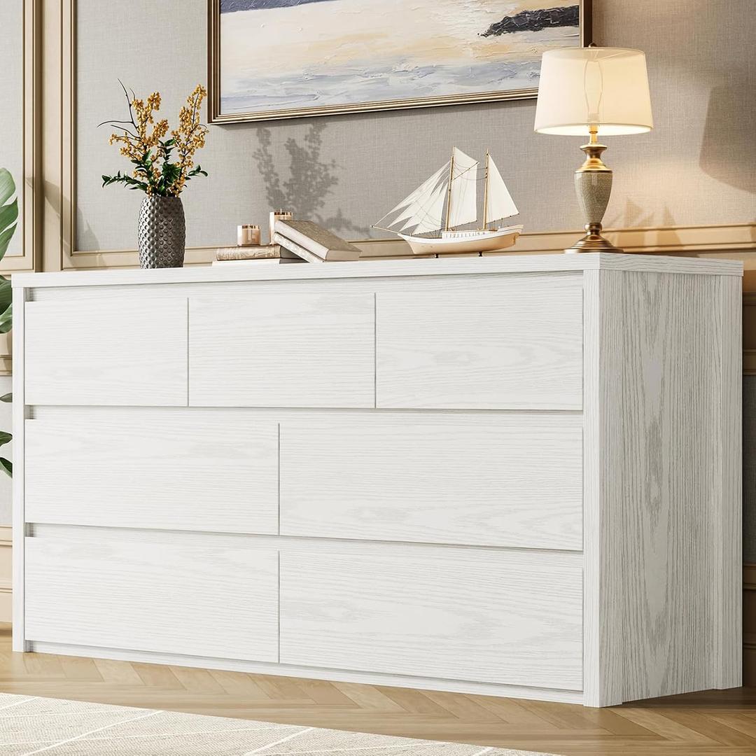 GarveeHome 7 Drawer Dresser for Bedroom, Wide Modern Chest of Drawers, Large Wood Dresser Wooden Storage Organizer for Living Room, Hallway Entryway