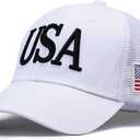 USA Trucker Hat for Men & Women American Flag Cap Adjustable Baseball Cap Mesh Snap Patriotic 3D Embroidered Cap