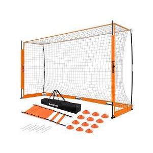 Collapsible Soccer Goal, 12×6 ft /16×7 ft Portable Soccer Goal Net for Backyard, Quick Setup Soccer Goals with 1 Carry Bag, 4 Ground Nails,12 Training Cones