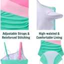 Girls One Piece Swimsuit Color Block Adjustable Strap Quick Dry Bathing Suit Beach Swimwear Padded, 12Y