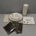 200 Pieces of White and Gold Birthday Party Supplies, Disposable Happy Birthday Tableware Set, Gold Plastic Knives, Forks, Spoons, Straws. Birthday Themed Tray, Cup, 25 Guests, White