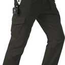 Mens Cargo Pants Tactical Work Construction for Men Ripstop Waterproof Outdoor Hiking with Pockets (Black, S)