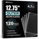120 Vinyl Record Sleeves Outer, 4.7 Mil Crystal Clear Vinyl Protective Sleeves, 12.75'' x 12.75'' Record Sleeve Compatible with Single and Double LP Album Covers