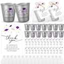 Maxcheck 30 Sets Graduation Gifts Cheers to the Graduate Stainless Steel Shot Glasses with Thank You Cards and Gift Bags Graduation Party Favors Supplies for Teacher Classmates Family(Purple)