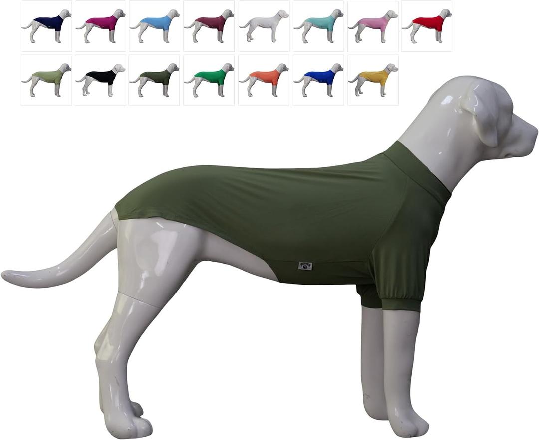 LoveLongLong Spring Summer Cooling Dog T-Shirt with UV Protection and Moisture-Wicking Fabric Blank Color Army Green S