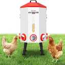 70lbs - 80lbs Large Automatic Chicken Feeder, Adjustable Stand, 8 Feeding Ports, Viewing Window, Sloped Roof Rain Protection Design