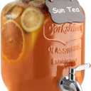 1 Gallon Drink Dispenser with Spigot 18/8 Stainless Steel Airtight & Leakproof Glass Sun Tea Jar with Anti-Rust Lids, Beverage Dispenser for Parties - Laundry Detergent Holder