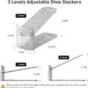 NVGSN 36Pack Clear Shoe Slot Organizer,Shoe Stacker,Storage Space Saver 50% | 3 Levels Adjustable Height 3.7''-7.7''shoe Organizer for Closet,Easy to Assemble shoe Rack Holder