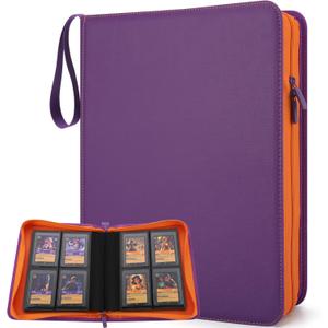 Forzarocket 144 Toploader Binder | 4-Pocket Zippered Ringless Album for TCG & Sports Cards | PU Leather Side-Load Storage
