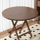 Retro Round Portable Folding Table, Dining Table Easy to Store, Bedroom Living Room Dining Room Coffee Table, Indoor Outdoor Dining Table Kitchen Desk,60 * 52cm,AA