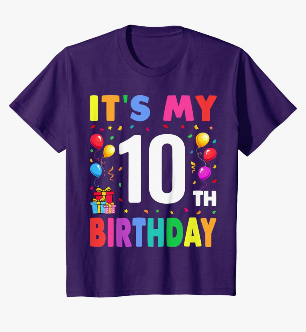 Kids It's My 10th Birthday 10 Ten Happy Birthday Boys or Girls T-Shirt L