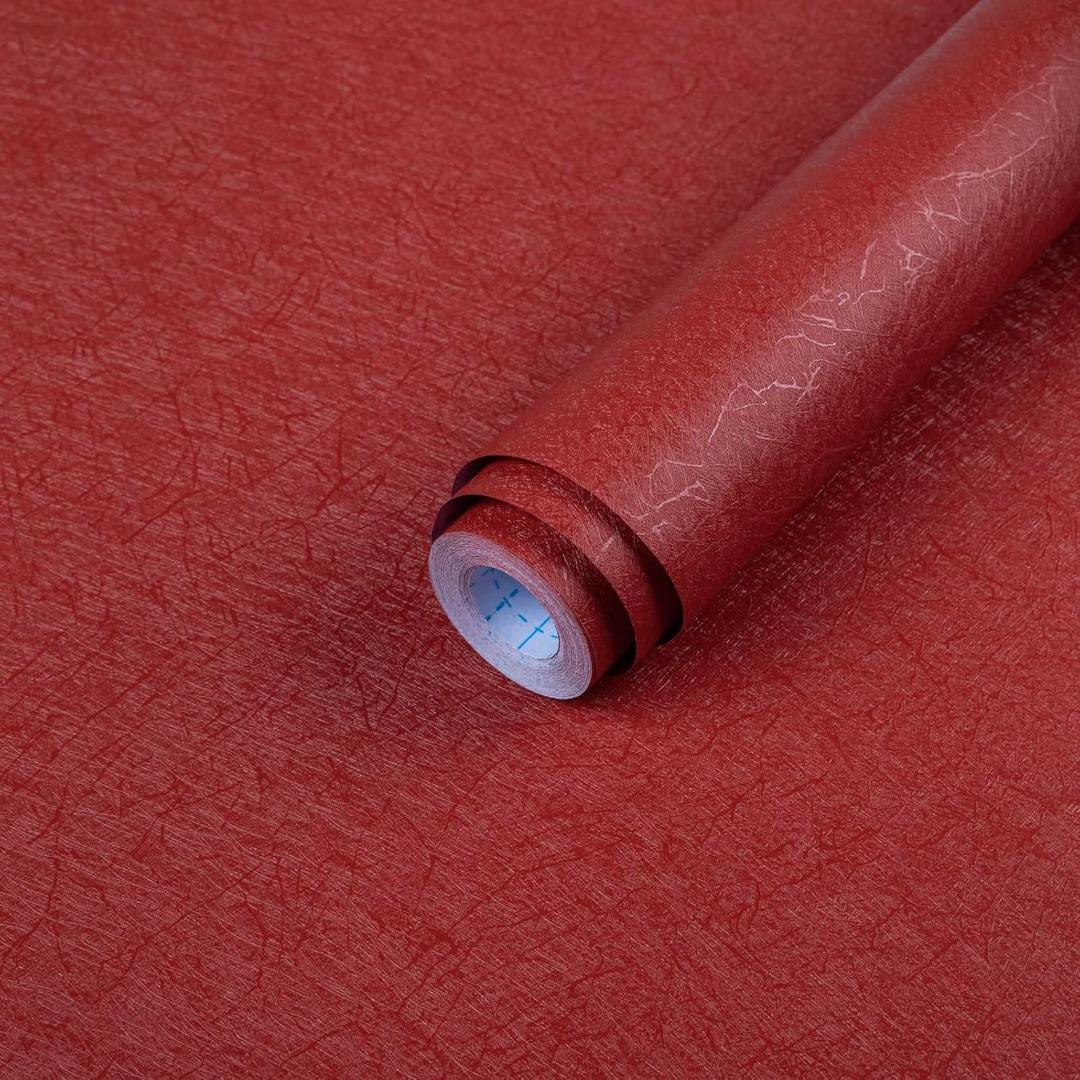Dark Red Peel and Stick Self Adhesive Wallpaper - Removable Waterproof Bathroom Countertop Contact Paper 15.7" X 393.7" - Kitchen Vinyl Wrap for Cabinet Countertops - Wall Cover Counter Top Paper