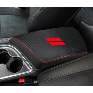 YOSRTER for Dodge Challenger Accessories 2015 2016 2017 2018 2019 2020 2021 2022 2023 2024 Dodge Challenger Center Console Armrest Cover Interior Anti-Scratch Leather Center Armrest(Carbon Fiber Red