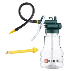 Oil Can Transparent High Pressure Oiler Lubrication Oil Can Bottle Oiling Gun with Rigid & Flex Spout Thumb Pump Tool Oile