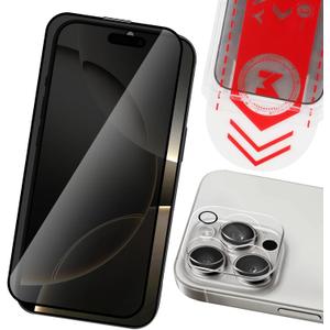 MONASAY Privacy Glass Screen Protector [1 Pack] Fit for iPhone 16 Pro Max 6.9 inch[1-Pack Camera Lens Protector][Easy Installation] Glossy anti-peep tempered screen Film Case Friendly
