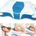 Memory Foam Pillows, Cervical Pillow for Neck and Shoulder Pain Relief, Ergonomic Contour Bed Pillow, Soft for Side Sleep Stomach Sleeping and Back Sleeper (Queen, Dark Blue)