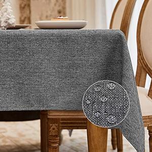 BALCONY & FALCON Rectangle Tablecloth Washable Wrinkle Resistant and Water Proof Table Cloth Decorative Linen Fabric Tablecloths for Dining Parties Kitchen Wedding and Outdoor Use (Gray, 90x132