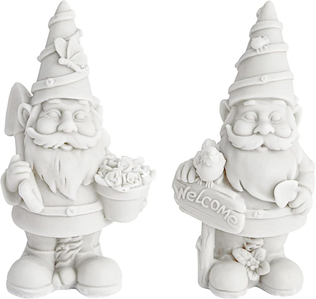 Bright Creations Ceramics to Paint for Adults DIY Gnome Kit - 2-Pack White Resin Gnomes, 5 in