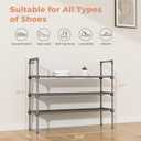 LANTEFUL 3 Tier Shoe Rack for Closet, Shoe Organizer with 5 Hooks, Long Shoe Shelf Storage for Shoe and Boot Stackable Free Standing Shoe Rack for Entryway, Garage, Small Spaces, Dorm, Grey, 27.8"W - 3 Tier