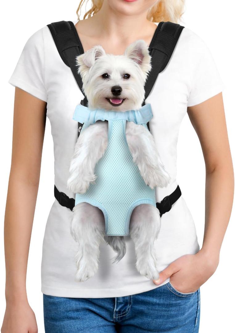 YUDODO Pet Dog Carrier Backpack Adjustable Dog Front Carrier, Legs Out Easy-Fit Dog Travel Backpack Carrier for Hiking Camping for Small Medium Dogs Cats and Rabbits (Medium (Pack of 1), B-Sky)