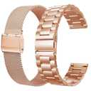 valkit Compatible with Samsung Galaxy Watch 7/5/4 40mm 44mm Band/Galaxy Watch Pro 5 45mm/Galaxy Watch 3 41mm Band 2 Pack 20mm Stainless Steel Wristbands Men Women for Galaxy Watch Active