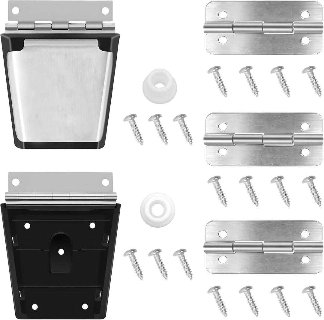 Cooler Hinges & Latch Replacement for Igloo Cooler Replacement Parts Set, Stainless Steel Latch and Hinge Parts Kit with High-Strength Screws (Black & Silver)