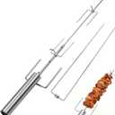 Cordless Portable Electric BBQ Rotisserie Grill Kit, Universal Automatic Motor Roaster Stand with Adjustable Length Stainless Steel Spit Rod, Automatic Rotating Barbecue Grill for Outdoor Camping