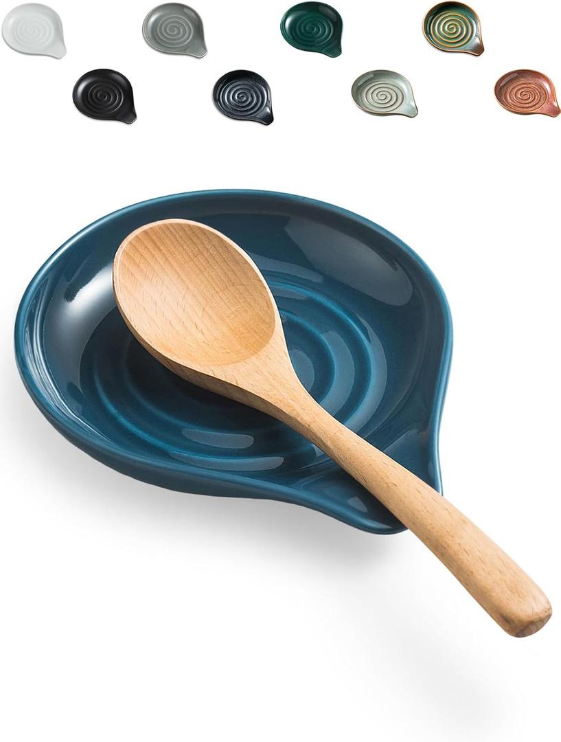 LAUCHUH Spoon Rest for Stove Top Cooking Spoon Holder for Kitchen Countertop Large Holder for Spatula, Spoons or Tongs, Farmhouse Decor, Thanksgiving, Blue