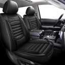 AOMSAZTO Seat Covers Toyota Tundra: Custom Fit for 2014-2021 Toyota Tundra Crewmax Double Cab Waterproof Leather Truck Seat Covers Protectors (Black)