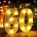 60th Birthday Decorations for Women Men,Happy 60 Birthday Decorations for Centerpieces Table,60 Light Up Numbers Sign Led for Party Backdrop Wall Decor for Wedding Anniversary Home, 21cm X 13cm X 3cm
