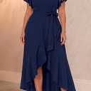 Talisea Women Navy Blue Plus Size Formal Dress High Low V Neck Maxi Wedding Guest Cocktail Party Long Dresses 2025 (20 Plus)
