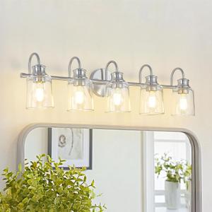 5 Lights Bathroom Light Fixtures Brushed Nickel Vanity Lights