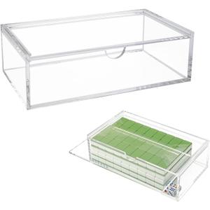 Acrylic Mahjong Case for American Tiles 1.2"0.9"0.5" only,Holds Dice&Chips,Large Capacity Hold Up to 160 Tiles with Mahjong Accessories,Transparent Box for Mahjong Game Set Storage(not include tiles